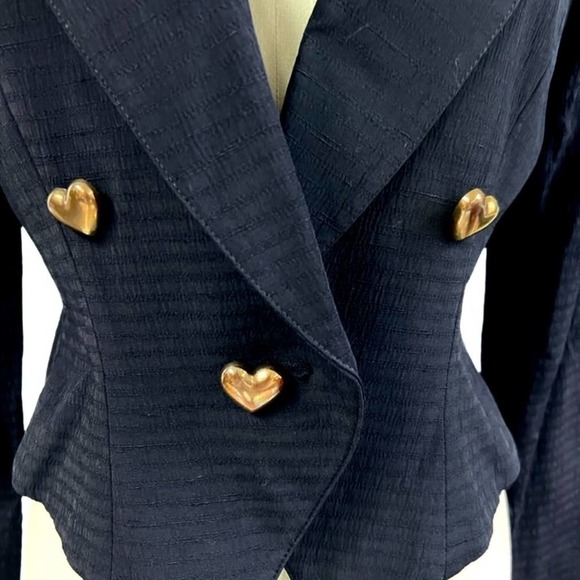 Blossom Rosen navy blue nautical blazer  brass heart buttons Size 6 - Picture 2 of 6